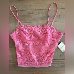 Free People Pink Lace Top